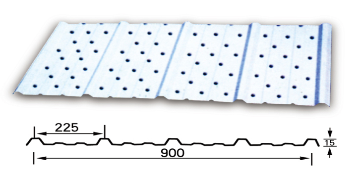 YX15-225-900型（<strong>沖空吸音型彩鋼板</strong>）彩鋼壓型板