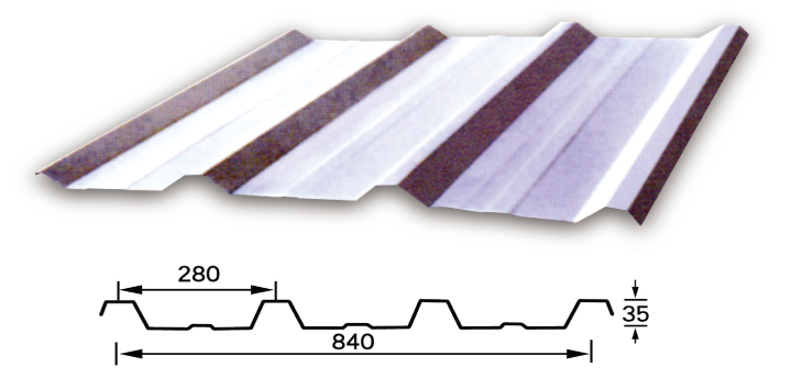 YX35-280-840型（<strong>840搭接彩鋼板</strong>）彩鋼壓型板